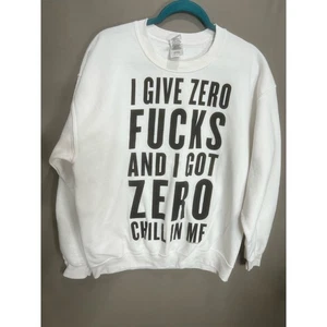 Ariana Grande Give Zero F’s Chill Crewneck Dangerous Woman Official Merch Sz L - Picture 1 of 9