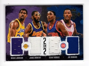 2014-15 Court Kings Magic Johnson Worthy Isiah Thomas Dumars Quad GU Patch /99 - Picture 1 of 2