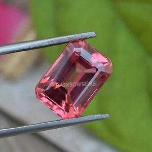 Natural Certified Flawless Pink Morganite 6.10 Ct Emerald Cut Loose Gemstone - Picture 1 of 6
