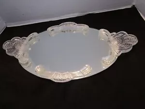 Comò specchio vetro pressato arte vintage ovale vanità vassoio Italia larghezza 18” - Foto 1 di 21