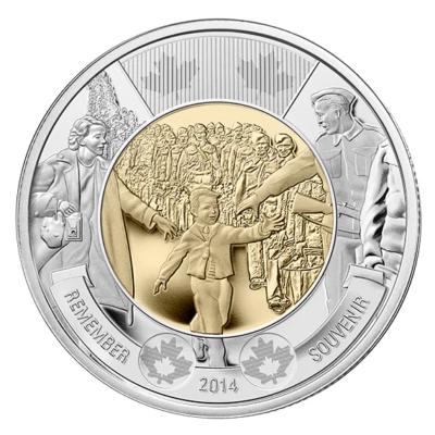 2014 Canada $2 Toonie Wait for me Daddy WWII 75th anniversary - from mint roll - Image 1 of 2