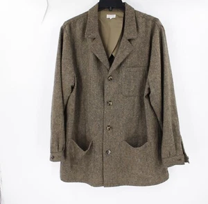 Quaker marine supply jacket Mens XL patch pockets speckled tweed wool chore coat - Picture 1 of 12