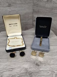 Cravatta/cravatta gemelli vintage Christian Dior & Pierre Cardin tono oro - Foto 1 di 17