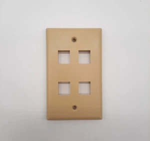 Keystone 4 Hole Port Wall Face Plate Network CAT5e CAT6 Ivory (10 Pack) - Picture 1 of 3