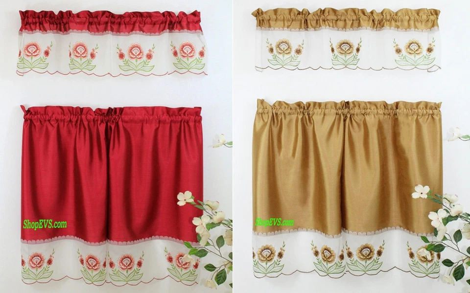 Набор кухонных занавесок Cindy© 3 шт., 36 дюймов, от Mystique® - Изображение 1 из 1