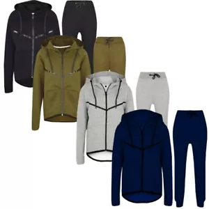 Jungen dünn schmale Passform Kinder Mode Trainingsanzug Junior Fleece Joggingunterteil Hoodie - Bild 1 von 17