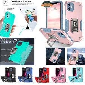 For T-Mobile Revvl 6 Pro 5G /6 5G Hybrid 2in1 Hard PC Ring Kickstand Case Cover - Picture 1 of 61