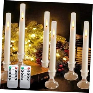 Flameless Window Candles, Battery Operated Taper Candles, 6 Pcs Christmas White - Picture 1 of 7