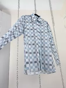 VINTAGE 1970s WINDERMERE WHITE & BLUE CHECK SHIRT SIZE 16” - Picture 1 of 5