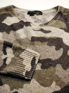 Maglione 360 CASHMERE donna girocollo 100% CASHMERE (S) verde e grigio CAMO - Foto 1 di 5