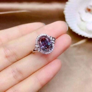 2Ct Simulated Oval Cut Alexandrite In 14K White Gold Plated Women's Wedding Ring - Picture 1 of 8