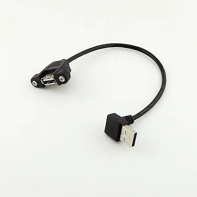 USB 2.0 A Female Panel Mount to USB A Male UP Angled Plug Extension Cable 25cm - Image 1 of 4