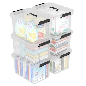 6PCS 20 Quart Latching Storage Box Stackable Bin W/ Latch Lid Plastic Container - Picture 1 of 11