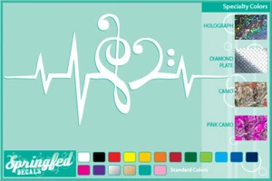 BASS and TREBLE CLEF HEARTBEAT cut vinyl decal Music Notes Window Sticker - Bild 1 von 1