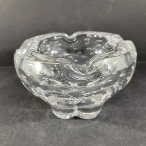 Posacenere a bolle controllato in vetro artistico trasparente pesante bullicante base liscia - Foto 1 di 5