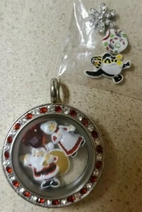 Origami Owl Med Candy Cane Locket ~ RARE MR & MRS CLAUS & TOPPER HTF SET 🎅 🤶 - Picture 1 of 3