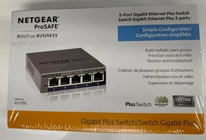 NetGear ProSafe GS105E 5-Ports Gigabit Ethernet Plus Switch - NEW - Picture 1 of 2