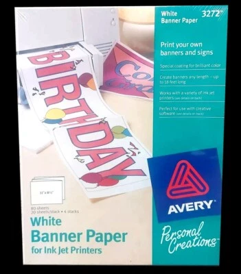 Avery 3272 White Banner Paper for Ink Jet Printers - 80 sheets New Pack - Image 1 of 2