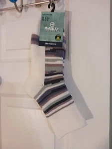 Magellan Lodge Socks Purple Stripe Aloe Infused Unisex M-5-9 W 6-10 Free Ship - Picture 1 of 4