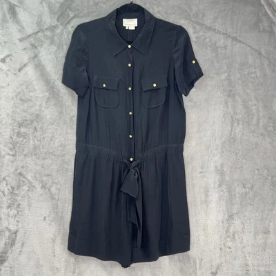 Mameluco utilitario Kate Spade negro con cordón de seda talla 6 bolsillos en el pecho mangas cortas Foto 1 de 4