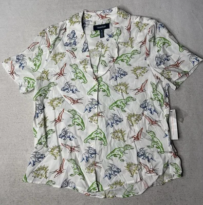MODCLOTH Dinosaur Print Shirt Blouse Womens Size Medium Button Up NWT! - Image 1 of 4
