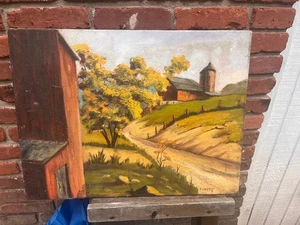 T. V. Motts Öl auf Leinwand Gemälde Künstler aus Carbondale, Pa. Farm & Scheune - Bild 1 von 8