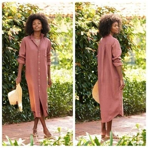 Frank & Eileen Damen Mauve Rory Baumwolle Langarm Maxi Shirtkleid Größe Small - Bild 1 von 6