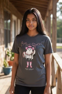Maglietta Simply Southern Youth Boo Haw Ghost cappello cowgirl stivali rosa camicia Halloween - Foto 1 di 7