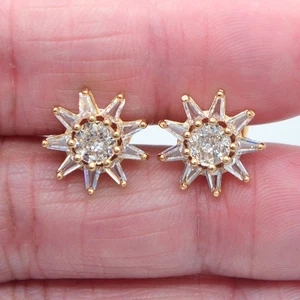 18K Yellow Gold Filled Women Fashion Clear Topaz Star Stud Earrings Jewelry - Picture 1 of 2