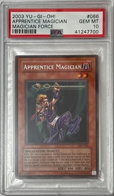 2003 Yu-Gi-Oh! PSA 10 GEM-MT 'Apprentice Magician' MFC-066 ~SILVER LETTER RARE~ - Image 1 of 3