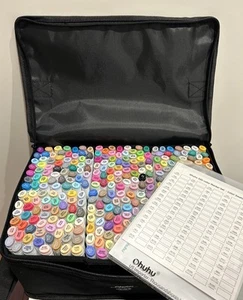 Ohuhu 320 Alcohol Markers Oahu Chisel & Fine Dual Tips Art Set w/ Case JAPAN NEW - Picture 1 of 12