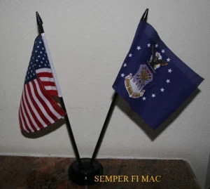 US AIR FORCE 4X6 DESK FLAG SET USA USAF AFB PIN UP PATCH PILOT CREW GESCHENK SAC TAC - Bild 1 von 12