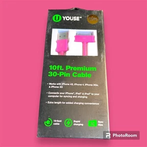 New U Youse 10ft Premium 30-Pin Cable iPhone 4s,4,3G.iPod Sync Charge - Picture 1 of 6