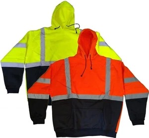 3X, 4X and 5X Hi Vis Hoodie Sweatshirt Reflective Safety Class 3 HIGH VISIBILITY - Picture 1 of 10