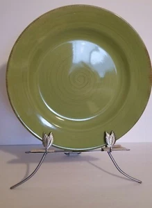 Vintage Tag Marke Servierplatte oder Home Decor Teller grün mit braunen Details 14" - Bild 1 von 4