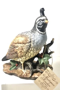 Vtg Homco Masterpiece Quail Porcelain Figurine Christmas Holly 7 Inches Long - Picture 1 of 6