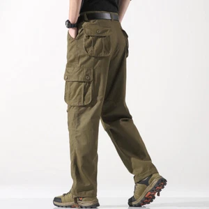 Men Casual Pants Spring Pocket Straight Trousers Outdoor Multi-pocket Work Pants - Picture 1 of 22