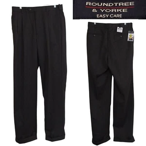 NEW Roundtree Yorke Travel Smart Expander Waistband Dark Brown Dress Pants 34X34 - Picture 1 of 8