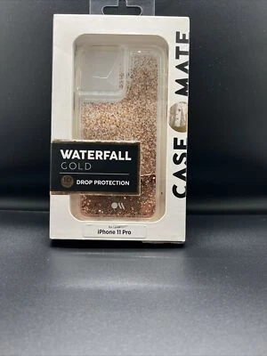 Case-Mate Waterfall Glitter Case for Apple iPhone 11 Pro - Gold/Clear NEW - Imagem 1 de 3