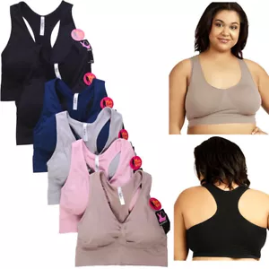 6 Pk Women Seamless Sports Bra Plus Size Yoga Crop Top Racerback Padded Stretch - Picture 1 of 1
