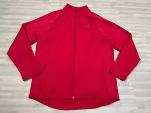 Under Armour Jacket Mens Large Red Full Zip Active Gym Loose Long Sleeve Stretch - Picture 1 of 8