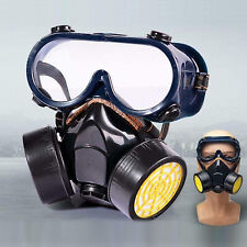Half Face Gas Mask Cover Chemical Respirator Reusable Safety w Goggles 2 Filters