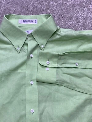 Camisa Enro Para Hombre Popelina Mini Cuadros Rejilla Abotonada Grande Verde Preppy Oficina Nueva con Etiquetas Foto 1 de 4