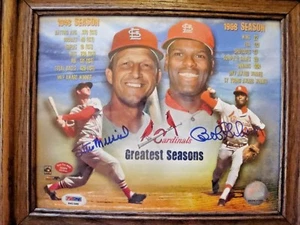 STAN MUSIAL/BOB GIBSON HANDSIGNIERT 8/10 GREATEST SEASONS PSA/DNA - Bild 1 von 5