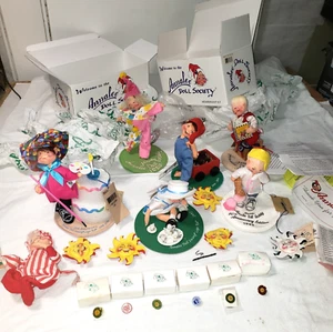 7 Annalee Society Doll 1990s Tea Time Membership Dolls, Tags, Pins, Plus Extras - Picture 1 of 24