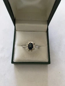 Vintage 18k Gold Sapphire Diamond Ring - Picture 1 of 9