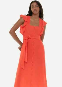 WHISTLES Dress SOPHIE FRILL SLEEVE MIDI DRESS RED UK 10 BNWT NEW - Picture 1 of 10