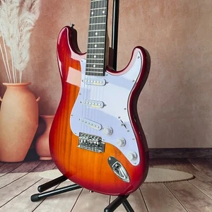 Cherry Sunburst ST Electric Guitar Solid Body Maple Neck Rosewood Fretboard - Picture 1 of 8