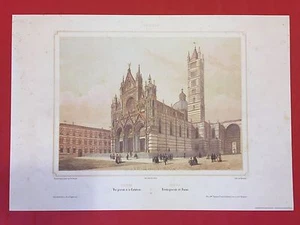 PH. BENOIST / LEMERCIER SIENA DUOMO STAMPA RIPRODUZIONE LITOGRAFIA ACQUERELLATA - Imagen 1 de 1