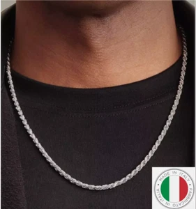 Solid Italian 925 Sterling Silver Rope DC Chain 18" 2.50MM - Picture 1 of 11